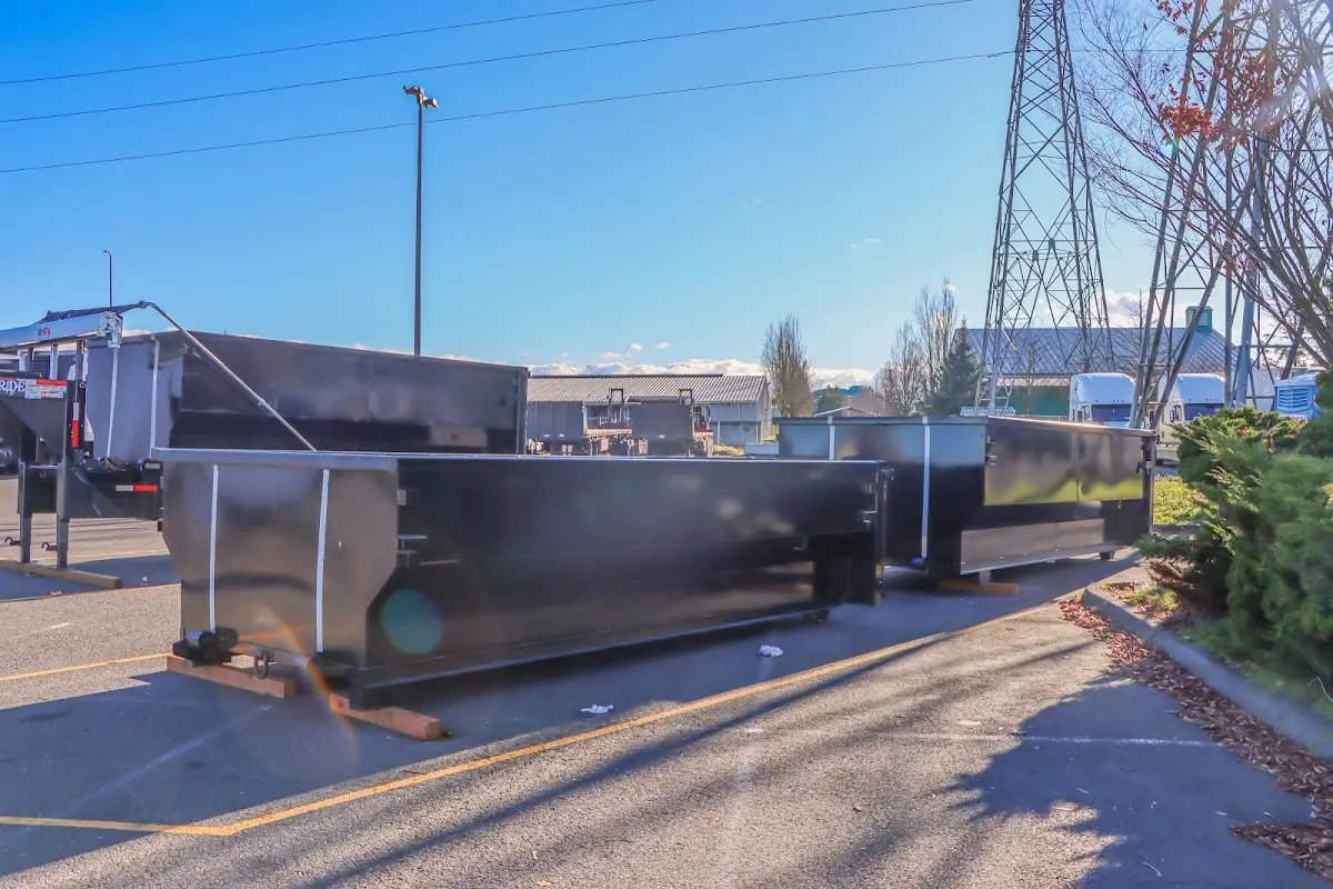 Roll-off dumpster ready for waste disposal at job site for 6 Yard Dumpster Rental in Perris